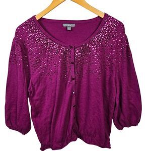 Apt. 9 Rich Purple Sequin Cardigan Size Xl